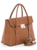 Mia Tomazzi Leder-Henkeltasche "Digione" in Hellbraun - (B)33 x (H)25 x (T)13 cm