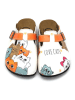 Calceo Clogs wit/oranje/lichtblauw