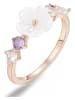 Les Petites Précieuses Rosévergold. Ring mit Edelsteinen und Perlmutt