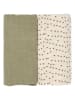 Lässig 2er-Set Mulltücher in Khaki/ Creme - (L)80 x (B)80 cm