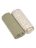 Lässig 2er-Set Mulltücher in Khaki/ Creme - (L)80 x (B)80 cm