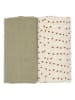 Lässig 2er-Set Mulltücher in Creme/ Grün - (L)60 x (B)60 cm