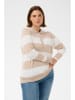 KAFFE curve Pullover in Beige/ Weiß