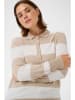 KAFFE curve Pullover in Beige/ Weiß
