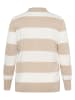 KAFFE curve Pullover in Beige/ Weiß