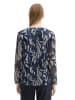 Tom Tailor Bluse in Dunkelblau/ Grau