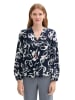 Tom Tailor Bluse in Dunkelblau/ Weiß