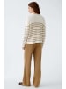 Oui Pullover in Weiß/ Camel