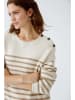 Oui Pullover in Weiß/ Camel