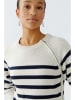 Oui Pullover in Weiß/ Dunkelblau