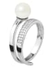 Pearl Addict Srebrny pierścionek z perłą i cyrkoniami