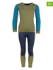 Trollkids 2-delige functionele ondergoedset "Merino" kaki/donkerblauw