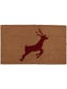 Clayre & Eef Kokos-Fußmatte ''Rentier'' in Hellbraun/ Rot - (L)75 x (B)45 cm