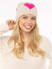 Zwillingsherz Kaschmir-Beanie in Beige/ Pink