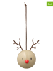 Hoptimist 2er-Set: Dekohänger "Reindeer" in Hellbraun - Ø 5 cm