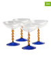 Jotex 4-delige set: cocktailglazen "Yuko" blauw/lichtbruin - 220 ml