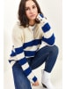 Bianco Lucci Pullover in Creme/ Blau