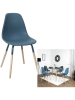 THE HOME DECO FACTORY 4-delige set: eetkamerstoelen blauw - (B)48,5 x (H)85,8 x (D)46 cm