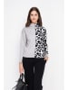 ASSUILI Pullover in Grau/ Schwarz/ Weiß