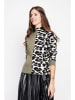 ASSUILI Pullover in Khaki/ Weiß/ Schwarz
