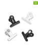 Zeller 4er-Set: Magnet-Clips in Schwarz/ Weiß - (B)4 x (H)3,5 x (T)2 cm