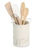 Zeller 2er-Set: Utensilienhalter "Flowers" in Creme - (H)15,5 x  Ø 11 cm