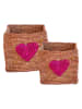 Rice 2er-Set: Aufbewahrungskörbe in Hellbraun/ Pink - (B)14 x (H)14 x (T)14 cm 