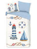 Pure Microvezel beddengoedset "Maritime" crème/lichtblauw