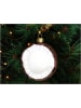 Kersten Kerstboomversiering "Coconut" bruin/wit - Ø 8 cm