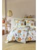 Beddinghouse Komplet pościeli satynowej "Freya" w kolorze biało-pomarańczowo-zielonym