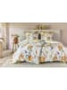 Beddinghouse Komplet pościeli satynowej "Freya" w kolorze biało-pomarańczowo-zielonym