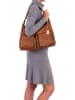 Anna Morellini Leder-Schultertasche "Camilla" in Hellbraun - (B)36 x (H)29 x (T)10 cm