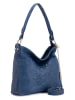 Anna Morellini Leder-Schultertasche "Dania" in Blau - (B)29 x (H)24 x (T)8 cm