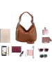 Anna Morellini Leder-Schultertasche "Fiorella" in Hellbraun - (B)30 x (H)27 x (T)9 cm
