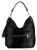 Anna Morellini Leder-Schultertasche "Denise" in Schwarz - (B)29 x (H)31 x (T)14 cm