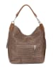 Anna Morellini Leder-Schultertasche "Adelfina" in Taupe - (B)33 x (H)31 x (T)16 cm