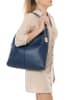 Anna Morellini Leder-Schultertasche "Samuela" in Blau - (B)38 x (H)30 x (T)10 cm