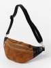 Anna Morellini Leder-Brustbeutel "Carola" in Schwarz/ Camel - (B)32 x (H)16 x (T)9 cm