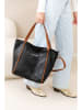 Anna Morellini Leder-Shopper "Giusermina" in Schwarz/ Hellbraun - (B)44 x (H)30 x (T)18 cm
