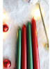 Lucky Bees 4-delige set: staafkaarsen rood/groen - 4x 65 g