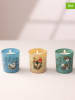 Lucky Bees 3-delige set: geurkaarsen blauw/beige/groen - 3x 100 g