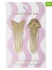 DESIGNWORKS INK ® 2-delige set: boekenlegger "Mushrooms + Butterfly" goudkleurig - (L)13 x (B)8 cm