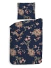 Heckett Lane Flanell-Bettwäsche-Set "Daisy" in Dunkelblau/ Bunt