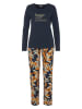 s.Oliver Pyjama donkerblauw/beige/oranje