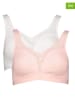 Petit Fleur 2-delige set: beugelloze beha's  wit/lichtroze