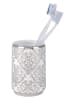 Wenko 2er-Set: Zahnputzbecher "Barock" in Weiß/ Silber - (H)10,5 x Ø 7,5 cm