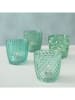 Boltze 4er-Set: Windlichter "Marilu" in Petrol - (H)7,5 x Ø 7,5 cm