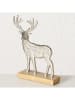 Boltze Dekoaufsteller "Cerf" in Silber/ Hellbraun - (H)27 cm