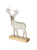 Boltze Dekoaufsteller "Cerf" in Silber/ Hellbraun - (H)27 cm