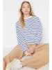trendyol Sweatshirt in Weiß/ Blau